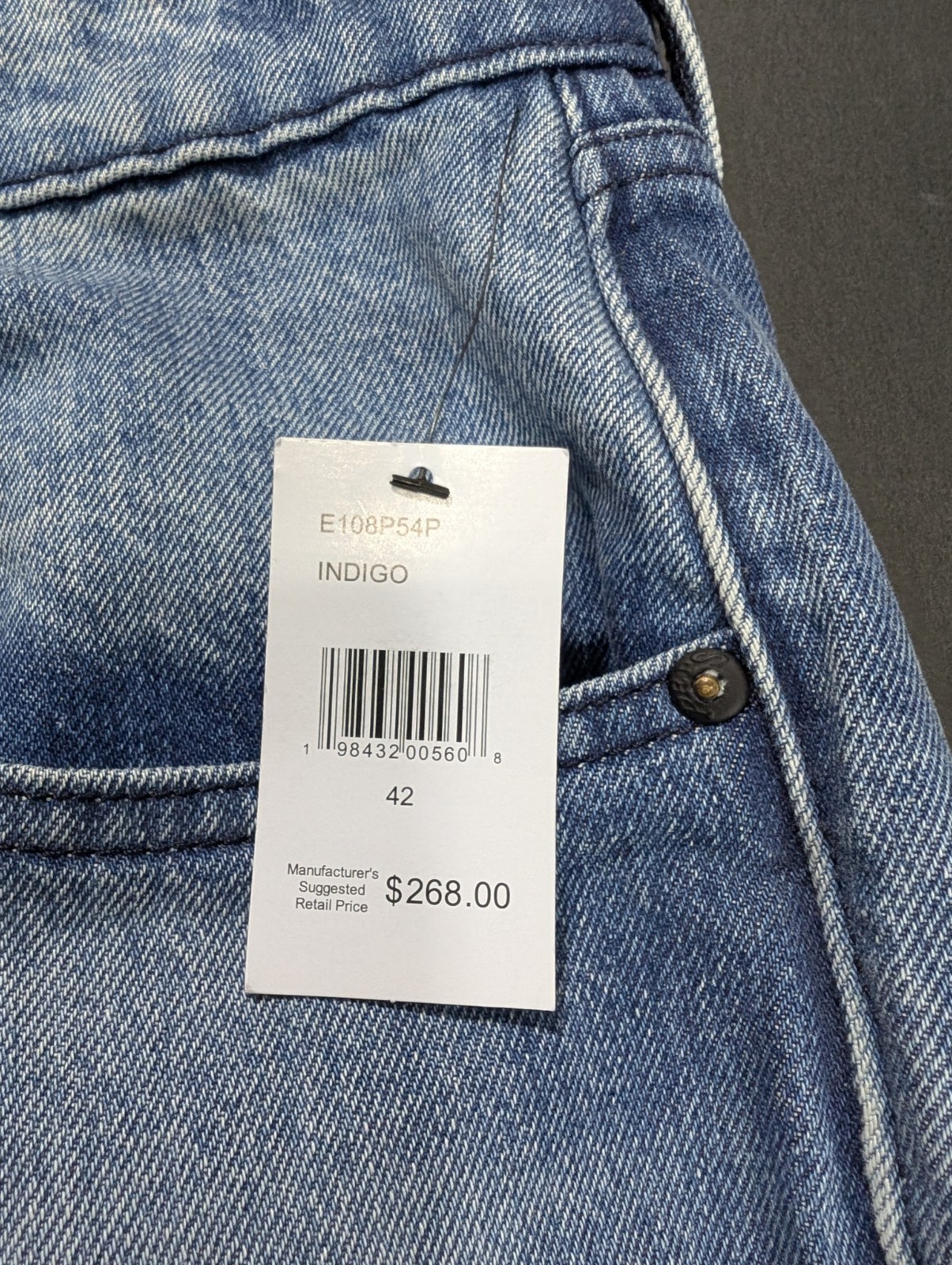 $268 PRPS Men 42x36 High Contrast Denim Jeans Button Fly Demon Slim Straight
