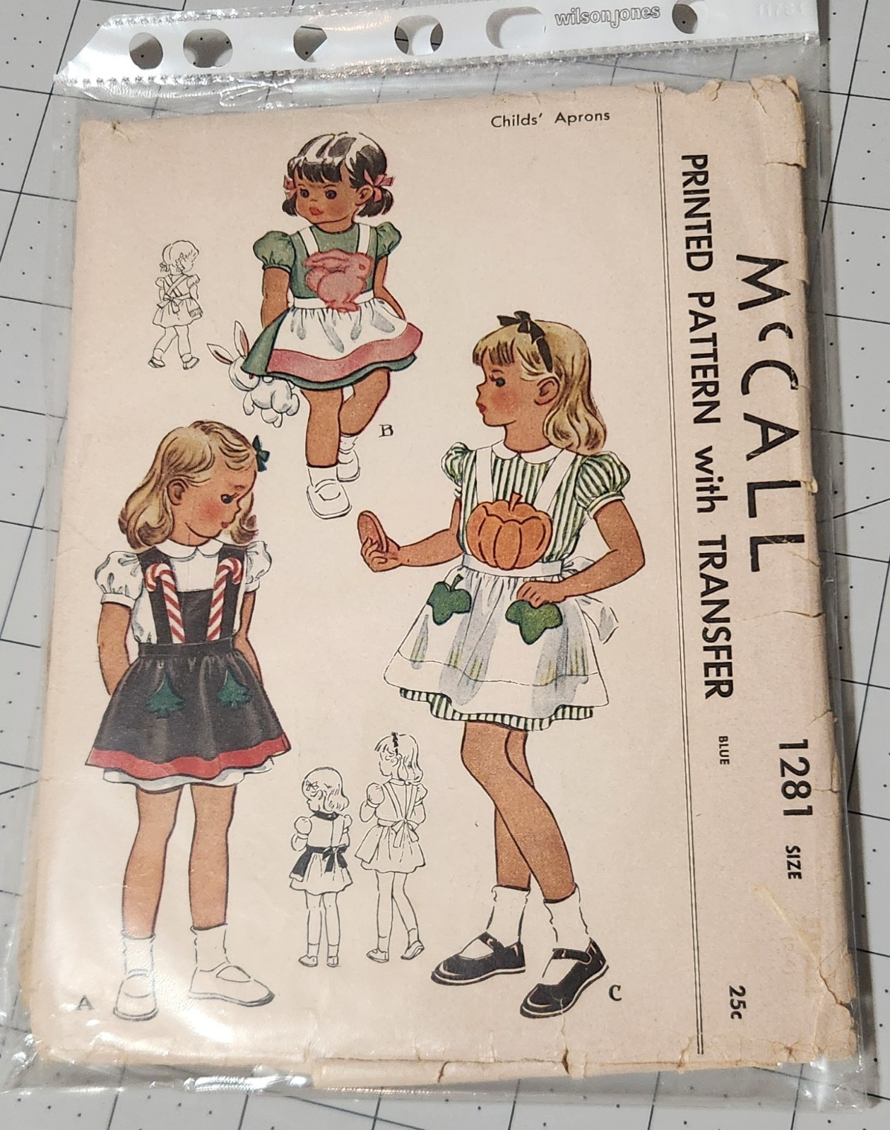 Vintage 1946 McCall Child's Holiday Aprons size 2 to 4