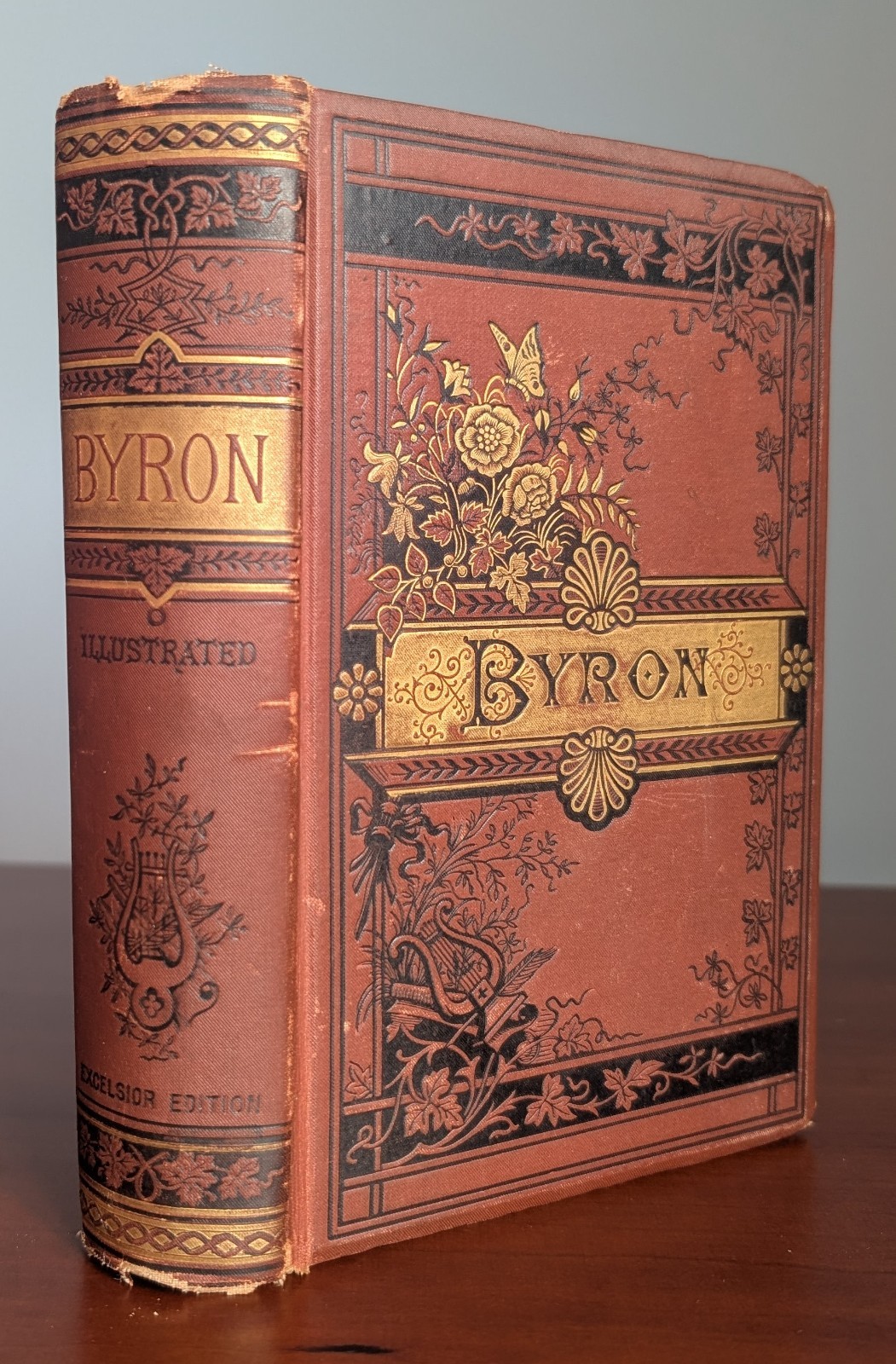 c1880 Lord Byron Poetical Works Illustrated Excelsior Edition Gilt Victorian