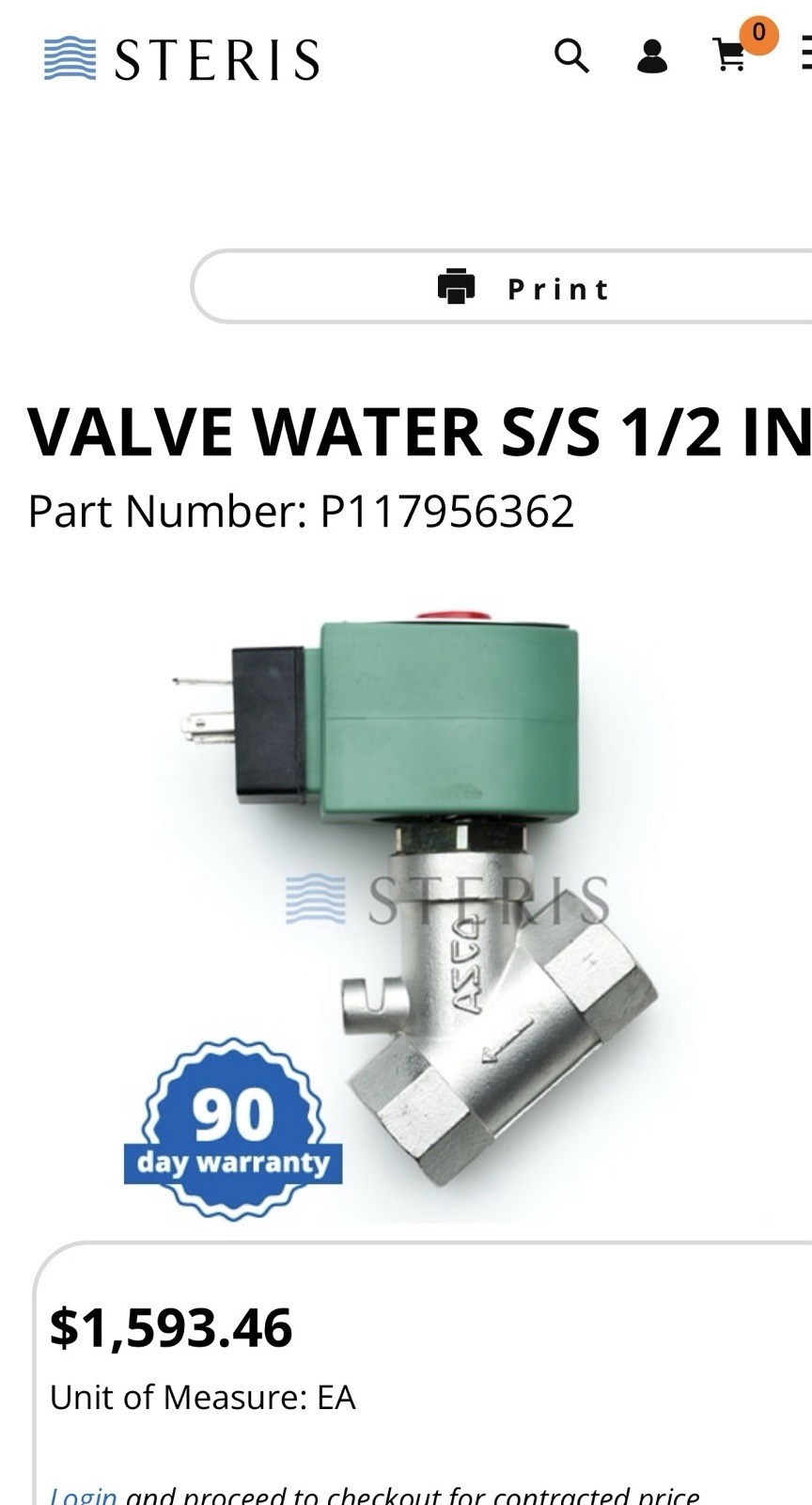 Steris P117956362 1/2 STAINLESS Water Valve NEW IN BOX Steris P117956362 1/2 STAINLESS Water Valve NEW IN BOX