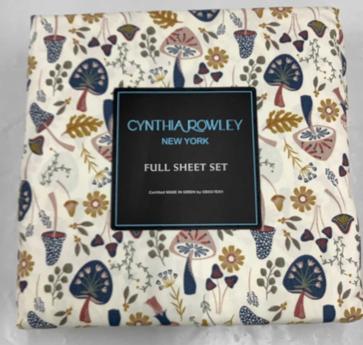 Cynthia Rowley Full Boho Mushroom Floral Cottage Microfiber Sheet Set