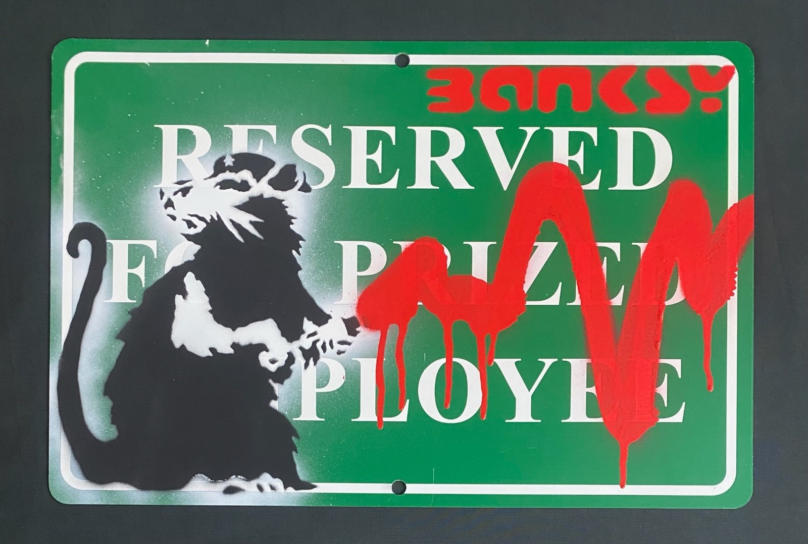 Very Vintage Rare Banksy Original spray stencil  Street Sign Painting 2016