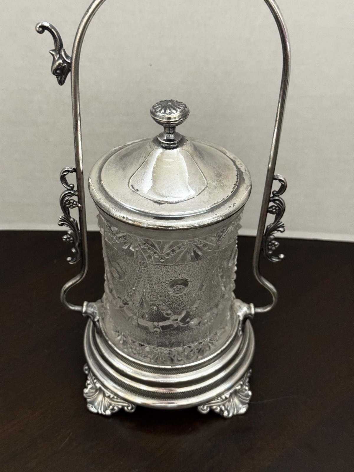 Antique Warren Silver Plate Co Pickle Castor Cut Glass Quadruple Plate 1901-05
