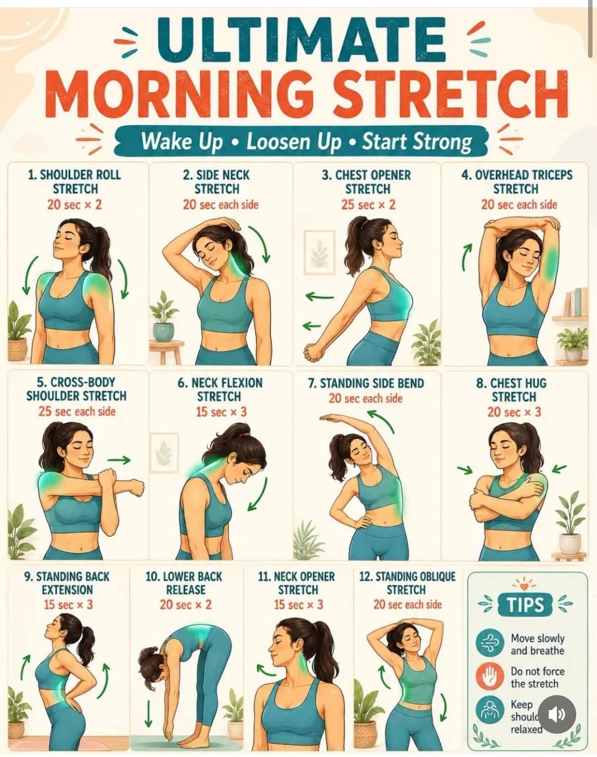 Ultimate Morning Stretch Daily Fitness Exercise Guide Poster