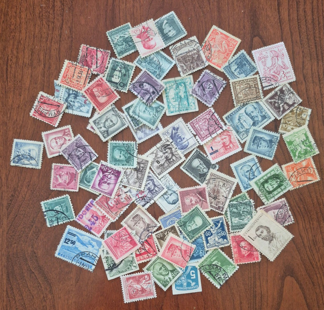 Czechoslovakia lot of 70+ different used stamps, early-mid 1900\'s; 