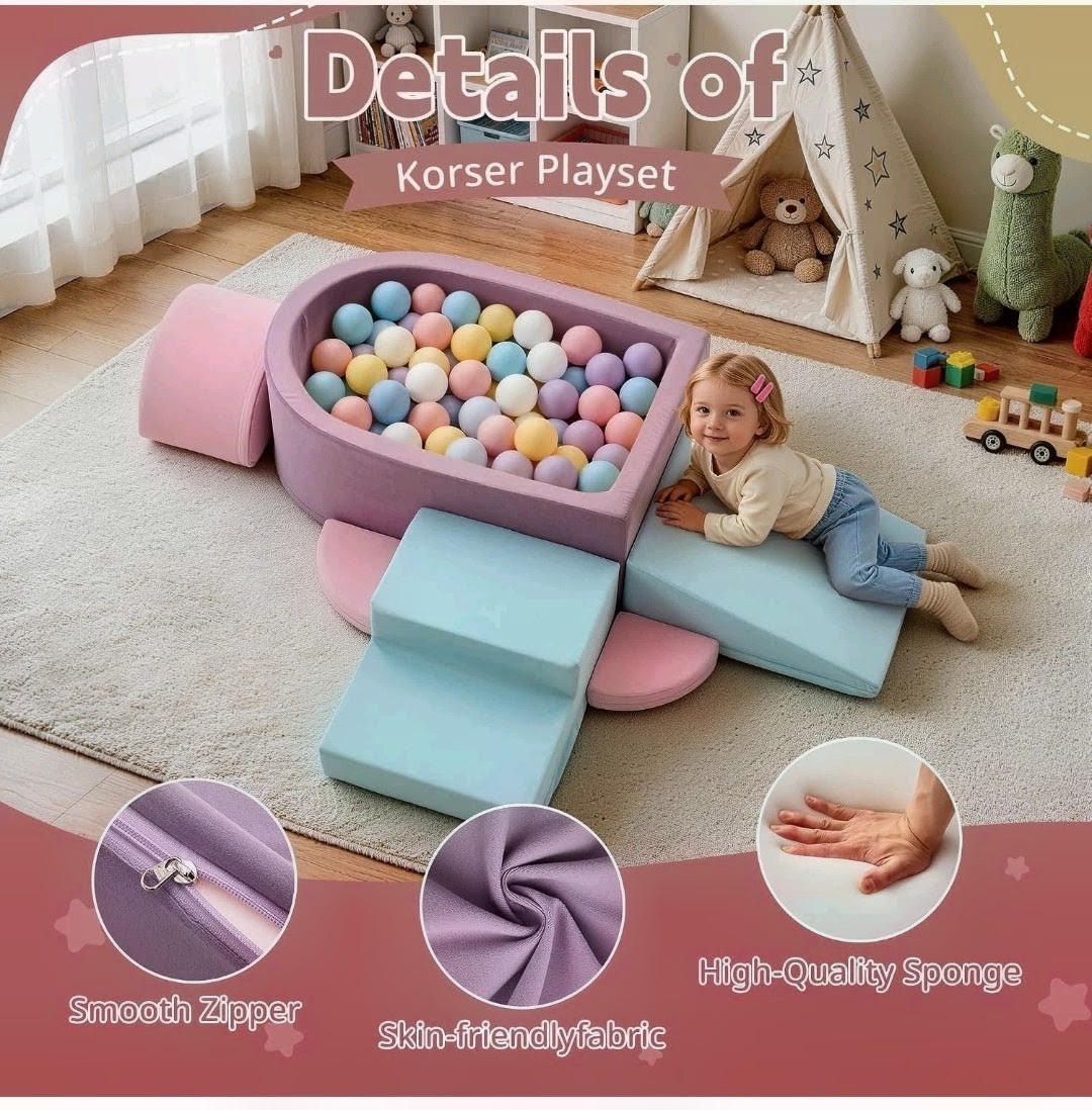 Korser 6Pc Toddler Foam Climbing Blocks With Ball Pit Play Set - New Korser 6Pc Toddler Foam Climbing Blocks With Ball Pit Play Set - New
