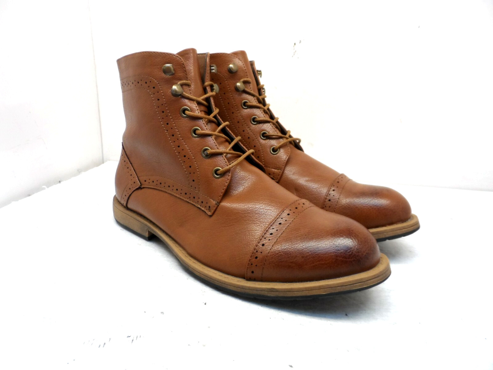 Golaiman Men\'s Mid-Cut Leather Side-Zip Chukka Boots G1405 Brown Size 12M
