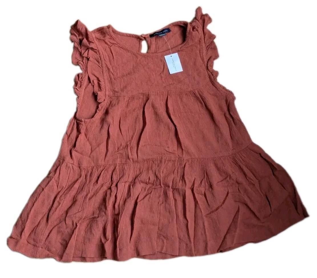 NWT Banana Republic Orange Ruffle Hem Sleeveless Blouse Top Size XS