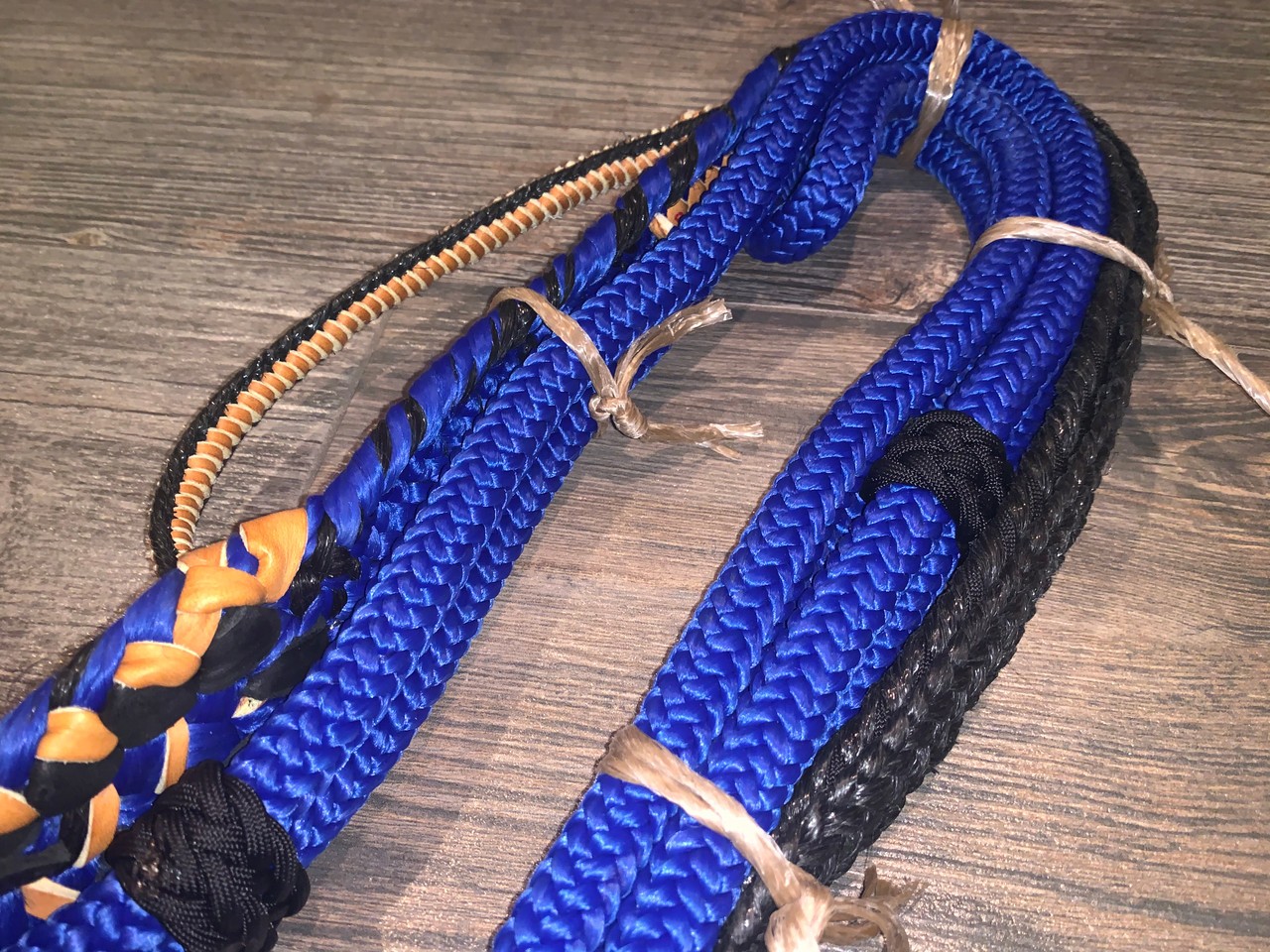 Royal Blue & Black Poly Mini Bull Ropes Kids 9/7 RH 5/8 x 5/8 - Mini Rodeo Rider