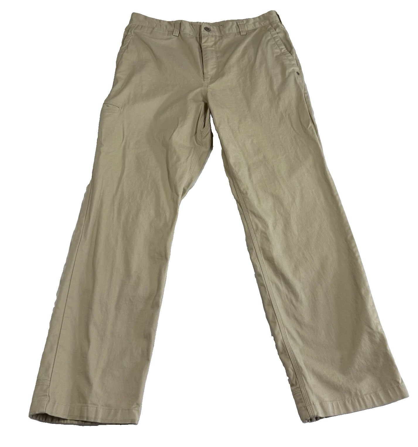 Duluth Trading Flex Ballroom Khakis Pants Mens 34x32 Stretch Workwear Tan Chino