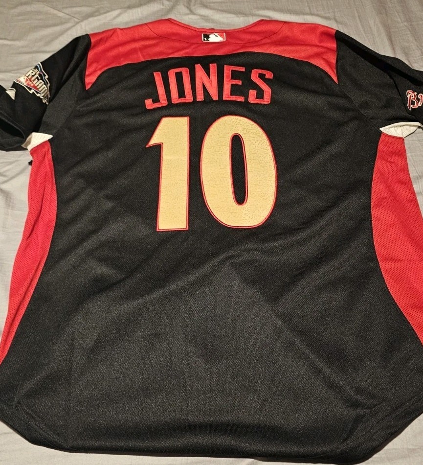 Authentic Chipper Jones #10 MLB All Star 2011 NL Majestic Jersey L Cool Base