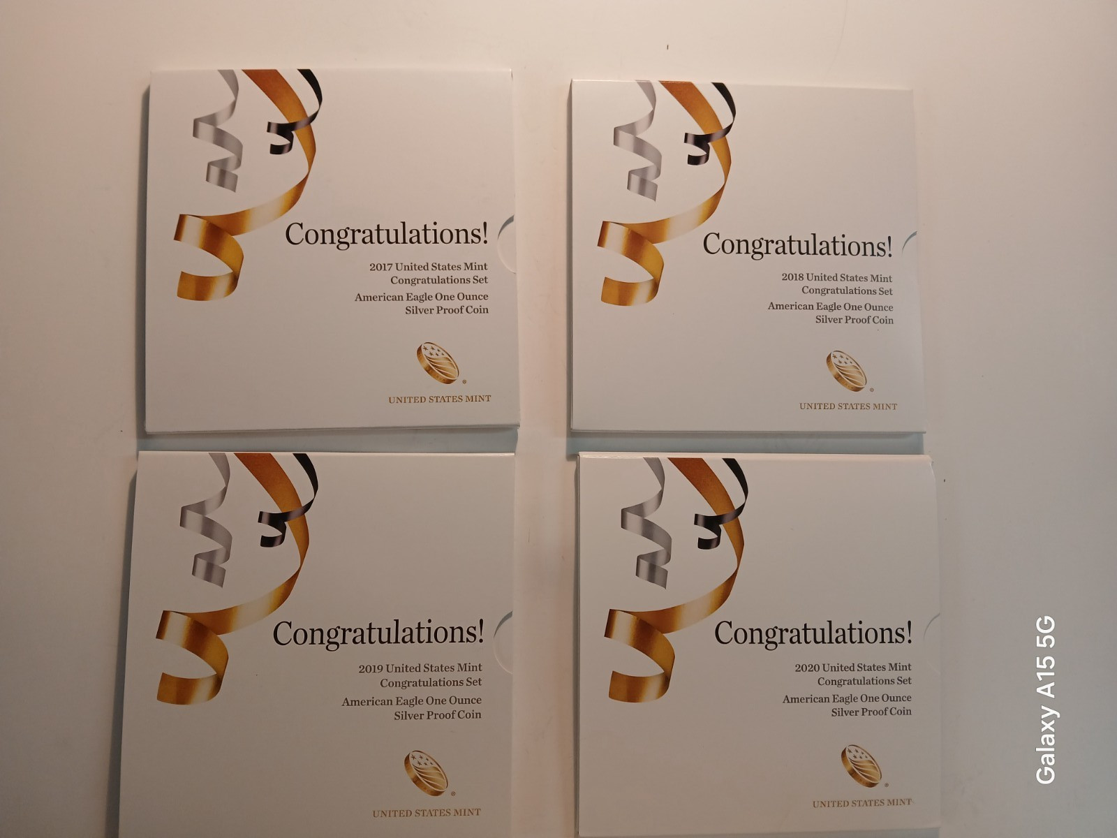 2017,2018,2019,2020 W Proof Silver American Eagle Congratulations Sets lot