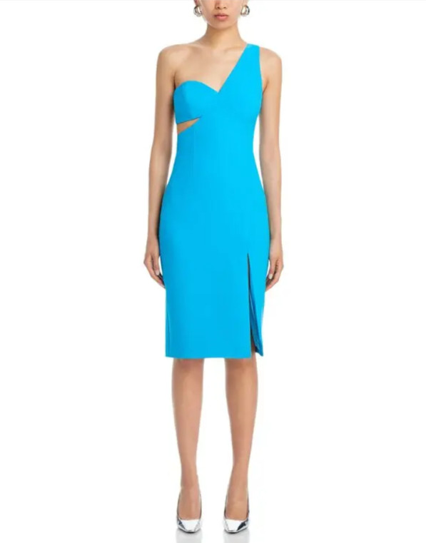 BCBGMAXAZRIA One Shoulder Cutout Dress MSRP $348
