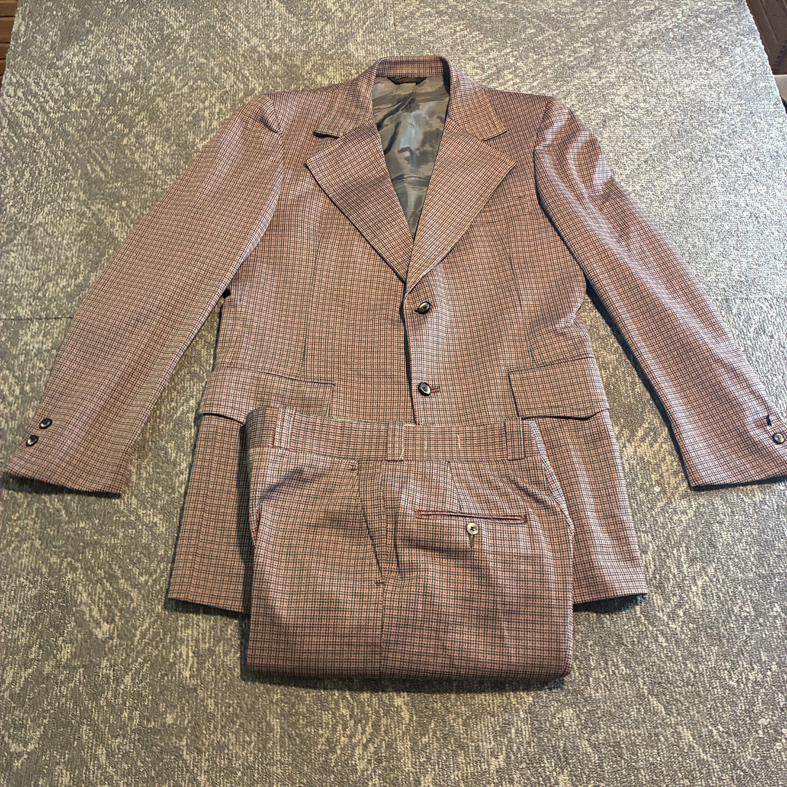 Vintage Brookfield 2pc Suit 42R Jacket 30x29 Pants Houndstooth Union Made