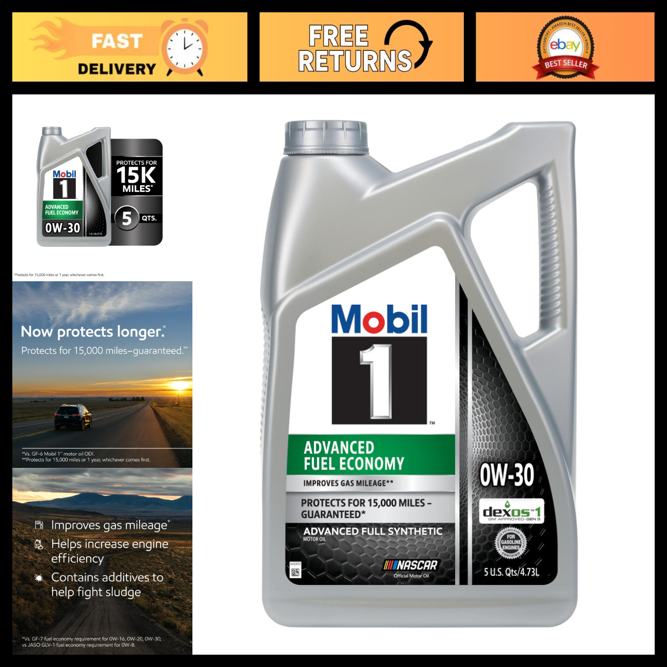 Full Synthetic Motor Oil 0W-30, Advanced Fuel Economy, 5 Quart, Engine Oil Full Synthetic Motor Oil 0W-30, Advanced Fuel Economy, 5 Quart, Engine Oil