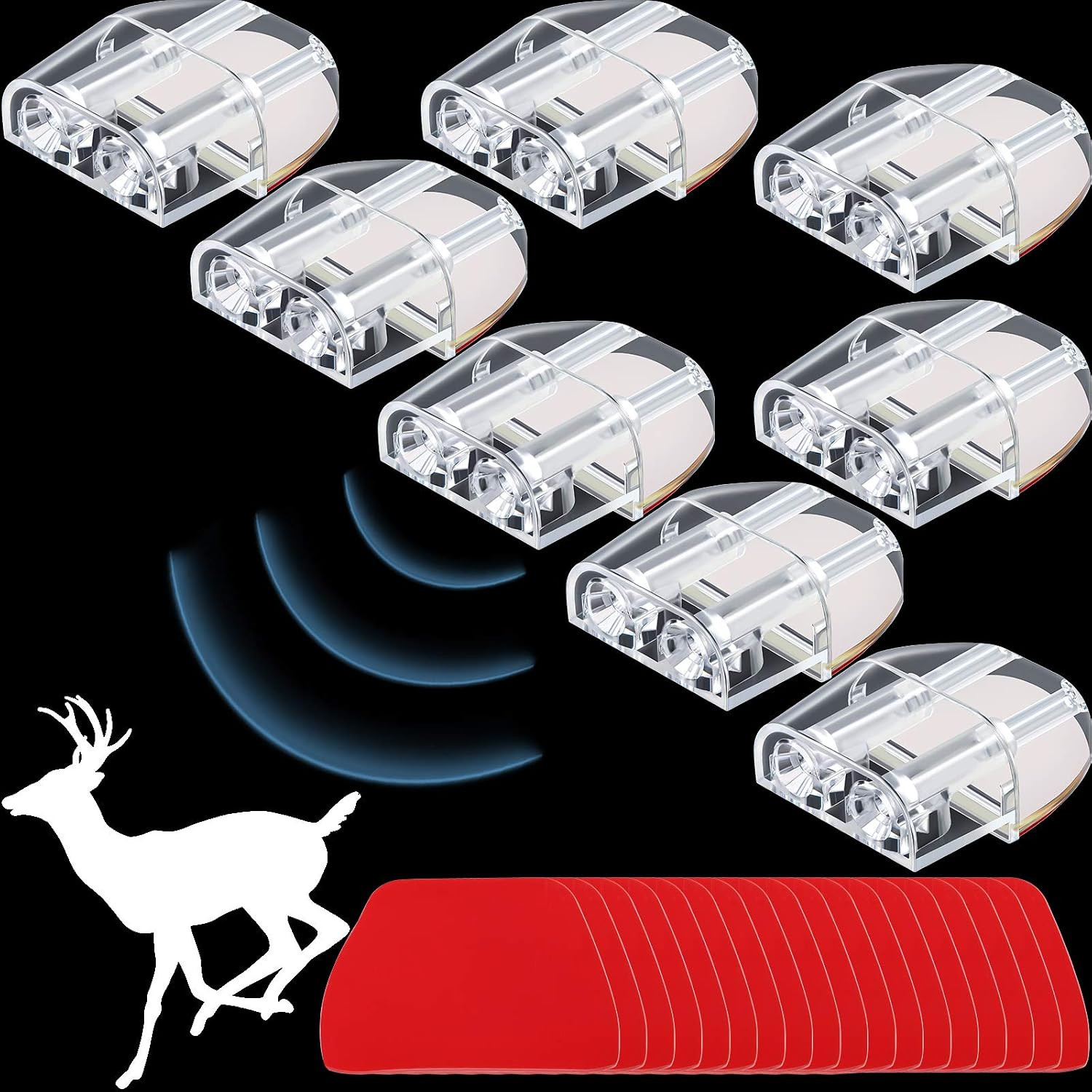 BBTO 8 Pieces Deer Whistles for Car with Adhesive Tapes Deer Horns Alerts Warnin