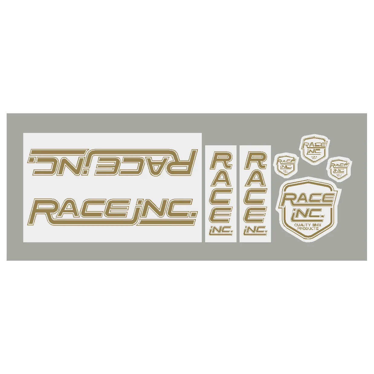 Race Inc. RM Decal set - gold on clear