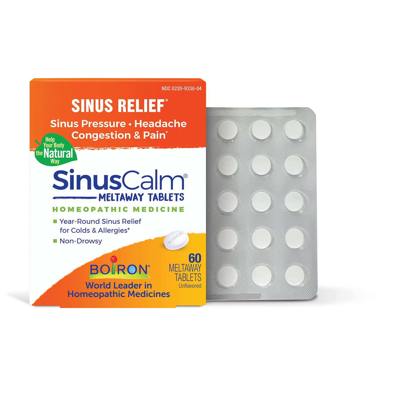 Boiron SinusCalm Tablets for Sinus Pain Relief, 60 Count (Pack of 1), White 