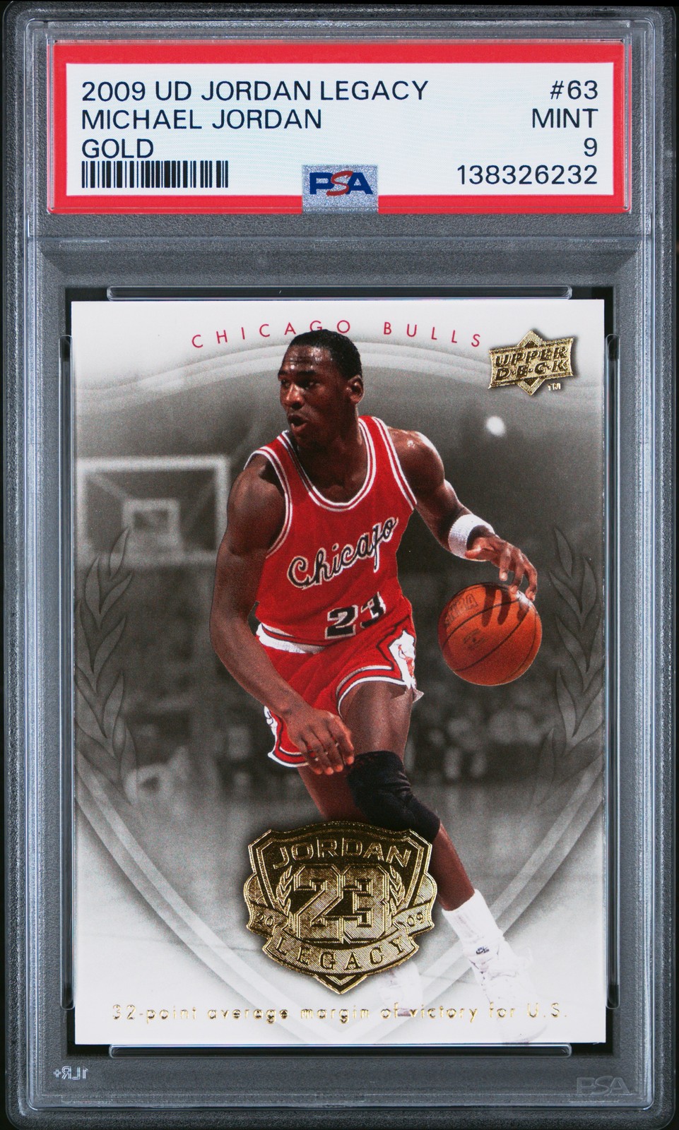 2009-10 Upper Deck Jordan Legacy Gold Gold Michael Jordan PSA 9 #63 2009-10 Upper Deck Jordan Legacy Gold Gold Michael Jordan PSA 9 #63