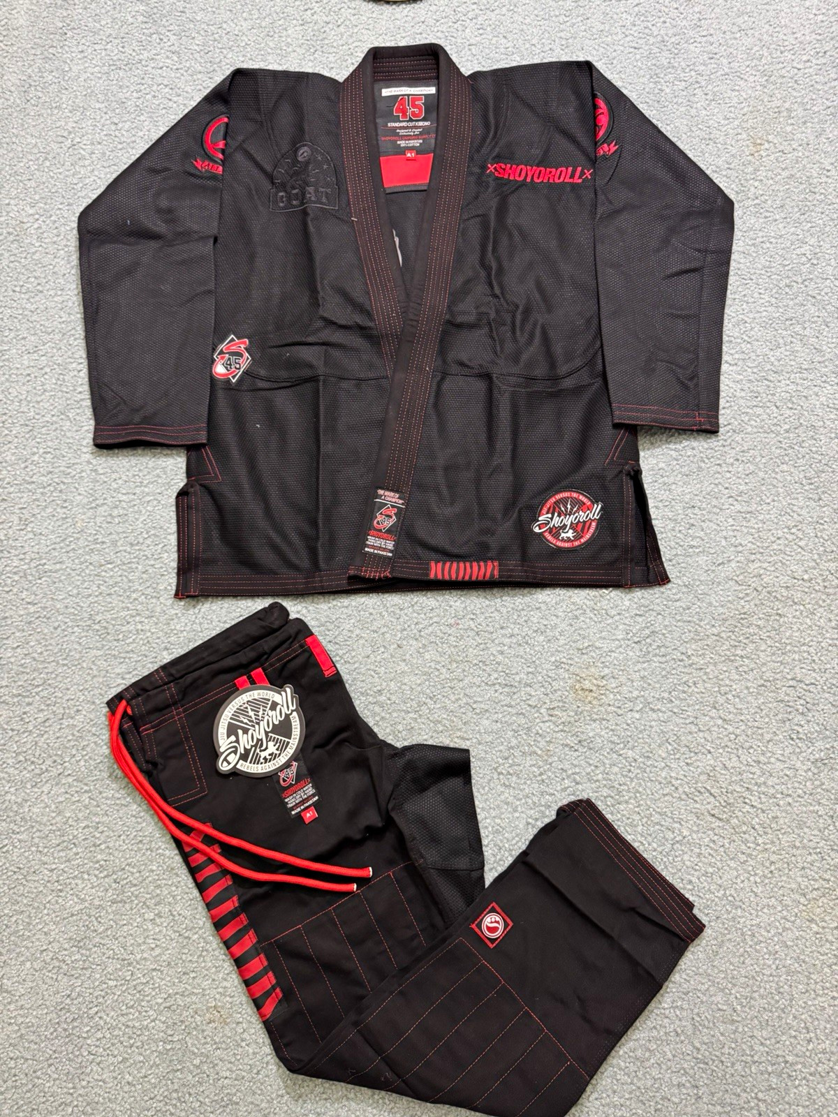 Shoyoroll Model 45 BJJ Jiu-Jitsu Gi Uniform Black/Red Adult Unisex A1
