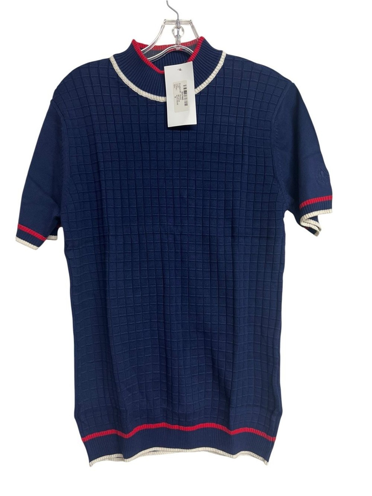 New Men\'s Madcap England Ripley Retro Grid Jacquard Short-Sleeve Turtleneck Top