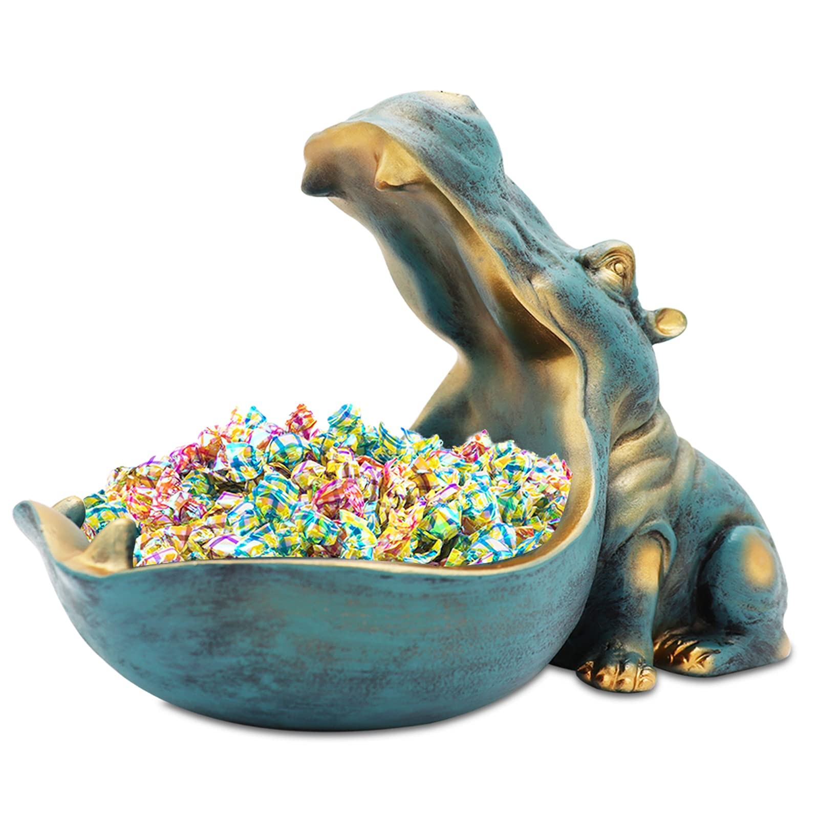 aboxoo Hippo Statue,Large Hippopotamus Figurine Home Sculpture with Resin, Hippo