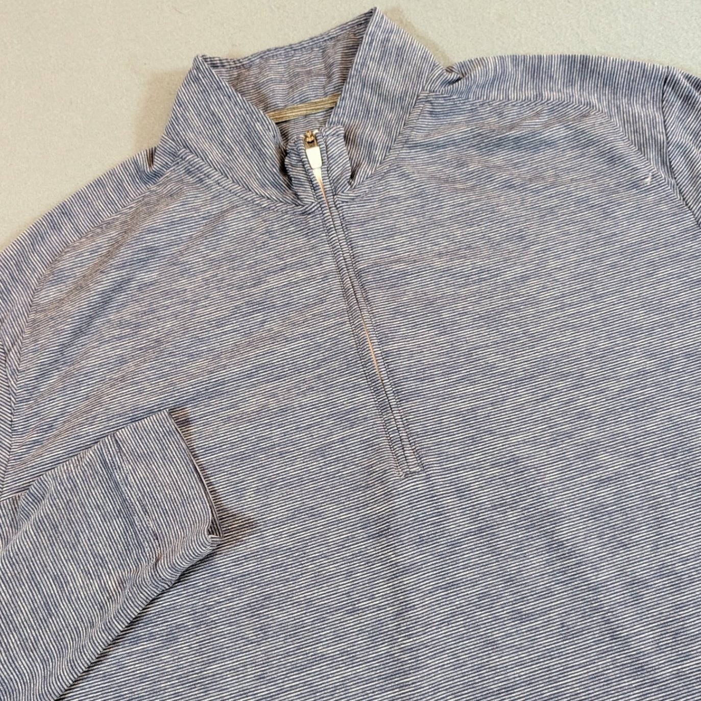 Johnnie-O Mens Quarter Zip Golf Pullover Shirt Size XL Blue White Striped