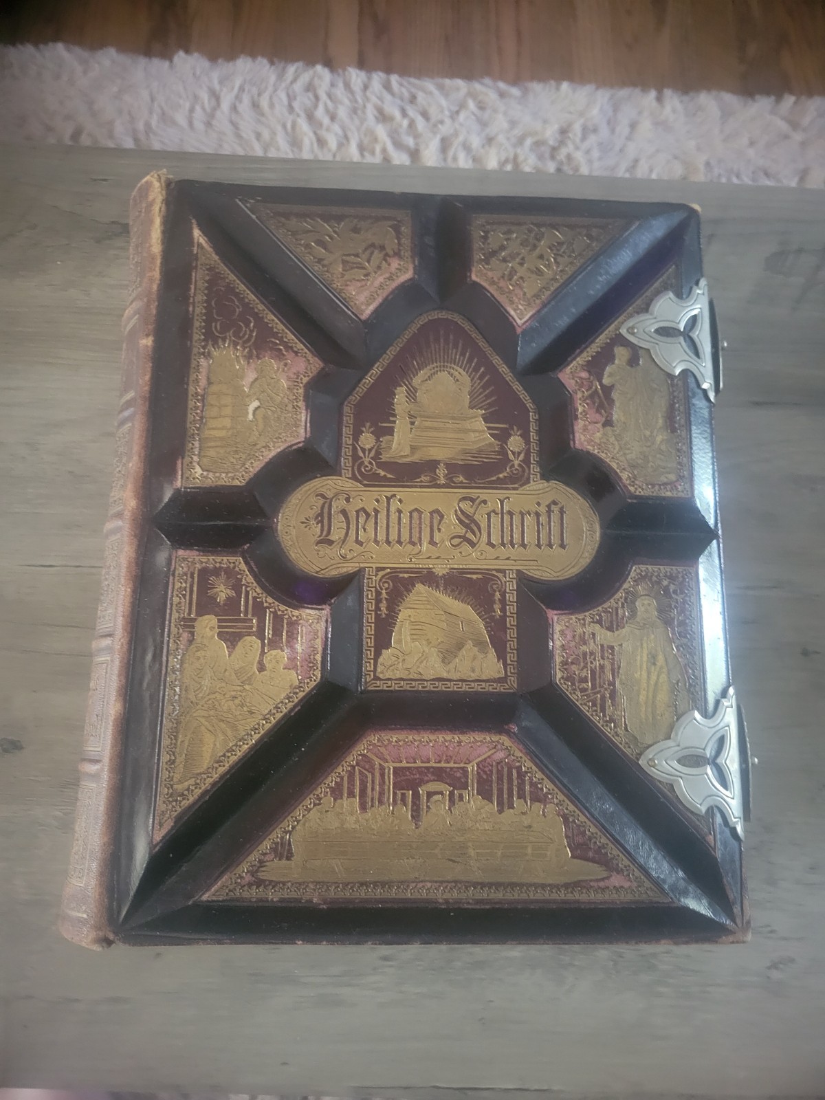 1881 antique HOLY BIBLE large heavy PICTORIAL family FM DILLIE CO cincinnati OH