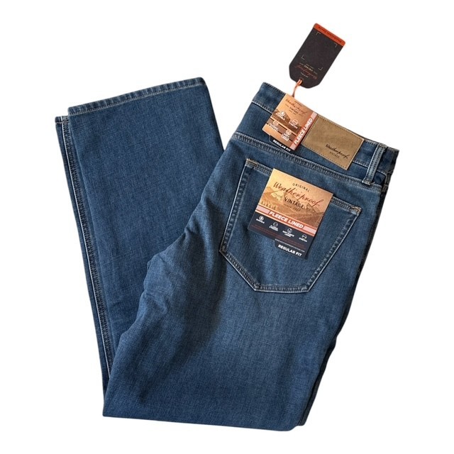 Weatherproof Vintage Jeans, Straight Leg 38×32  Fleece Lined Regular Fit Stretch