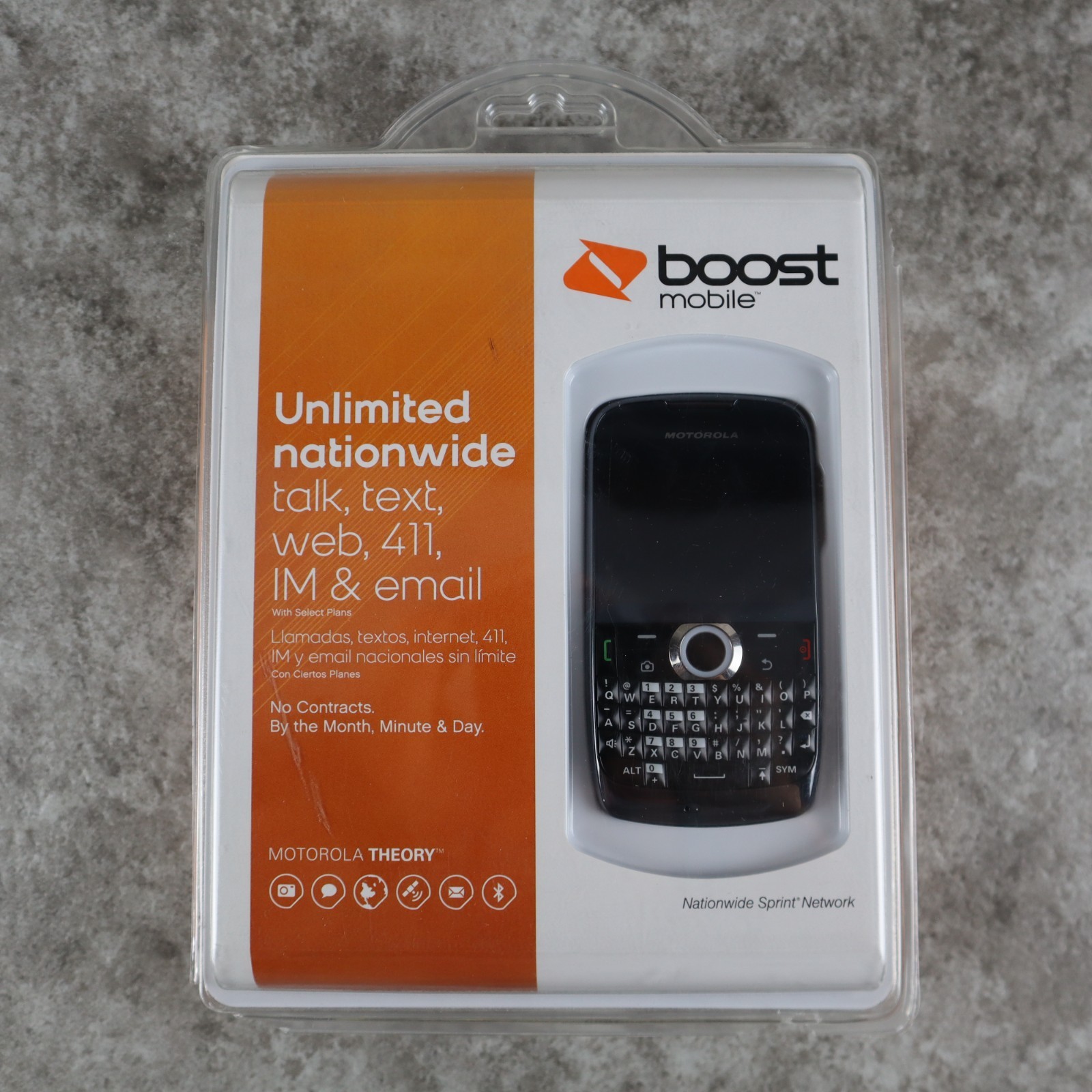 Motorola Theory Boost Mobile 13 MP Camera - Talk Text Web 411 IM Email Motorola Theory Boost Mobile 13 MP Camera - Talk Text Web 411 IM Email