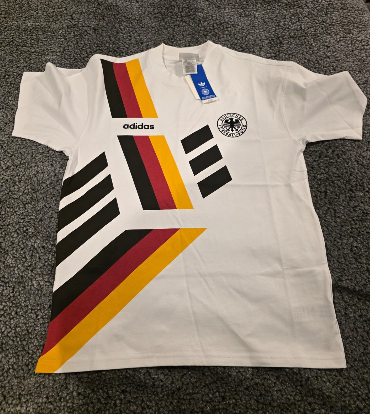 adidas Germany National Team DFB Soccer Shirt White Black Red Yellow Size M #64