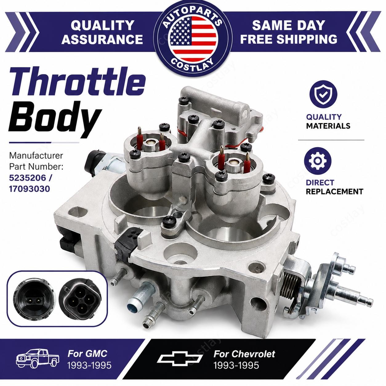 Fits For GMC Chevrolet 5.7L 1993-1995 RP TBI 5235206 New Throttle Body 17093030