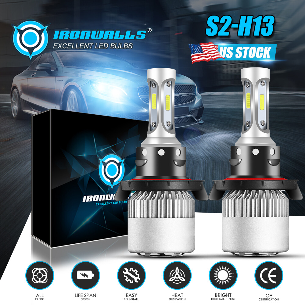 2X H13 9008 LED Headlight Super Bright Bulbs Kit 300000LM White Hi-Lo Beam 6500K
