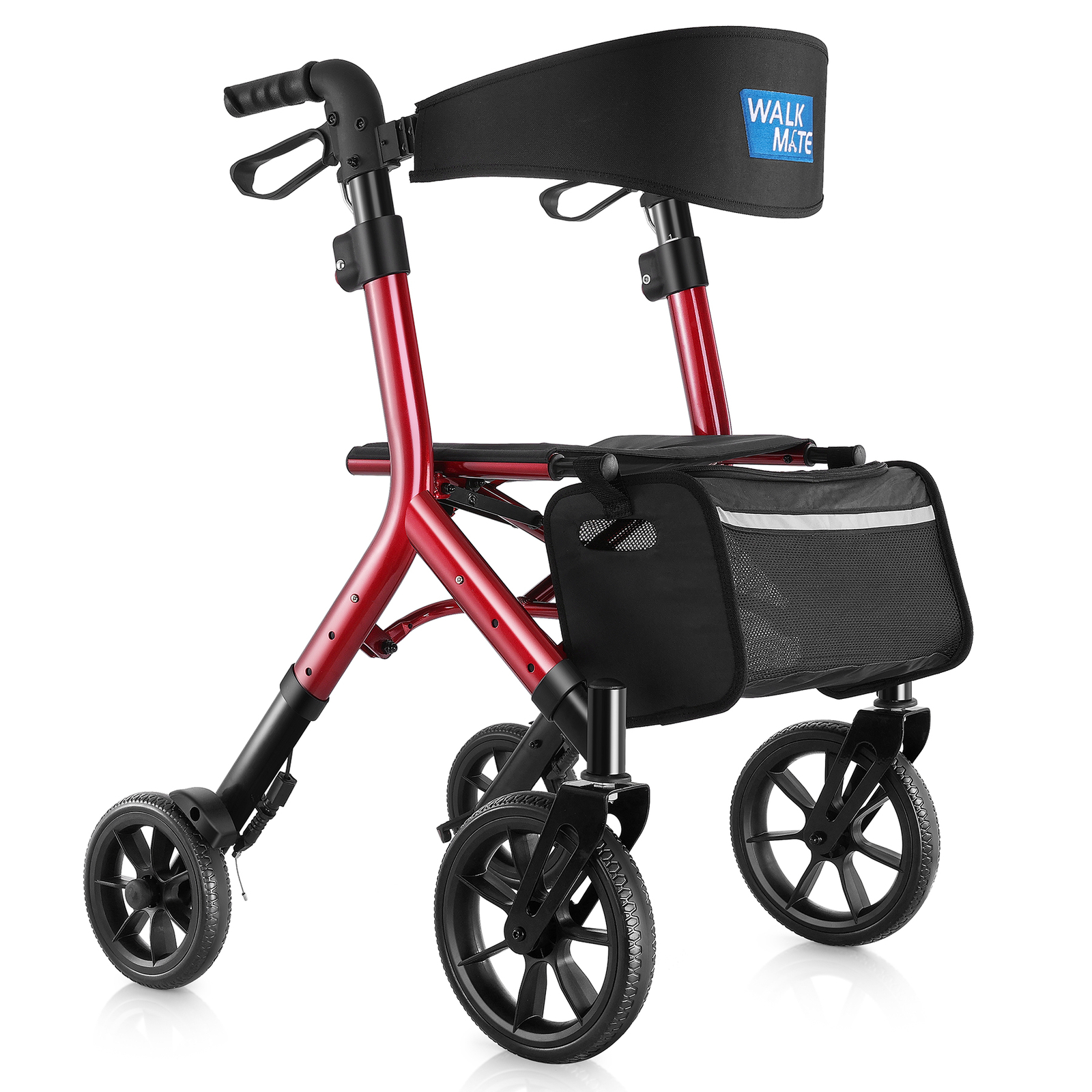 Walk Mate Rollator Pro Walker for Seniors Taller 5~7ft W/ Height-Adjustable Seat