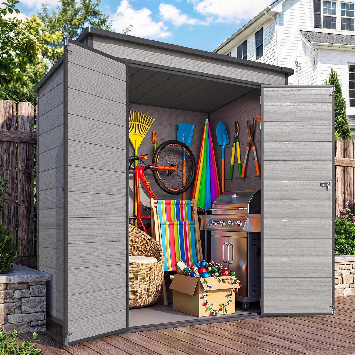 4\'x6\' Resin Outdoor Storage Shed, Lean-to Plastic Shed with Base 4\'x6\' Resin Outdoor Storage Shed, Lean-to Plastic Shed with Base