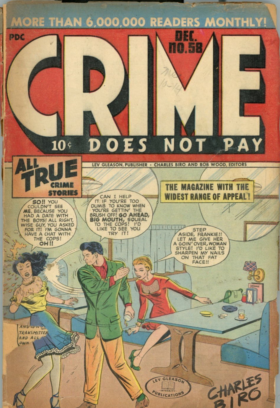 CRIME DOES NOT PAY 58, DECEMBER 1947, CLASSIC SLAP COVER