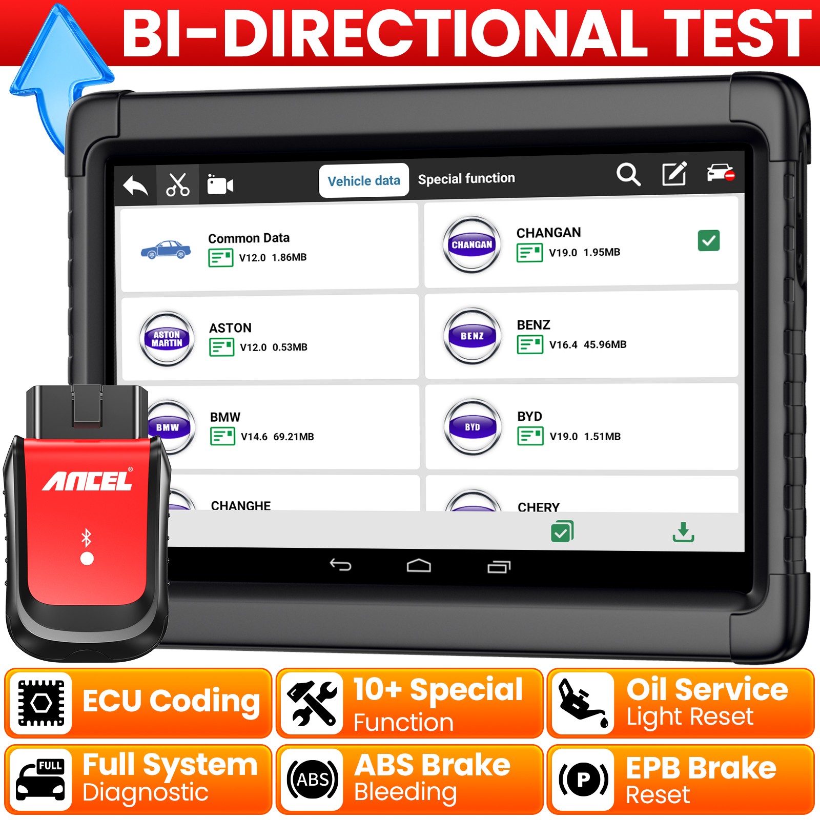 Ancel X6 Bi-directional OBD2 Scanner Bluetooth Car Diagnostic Tool Full System