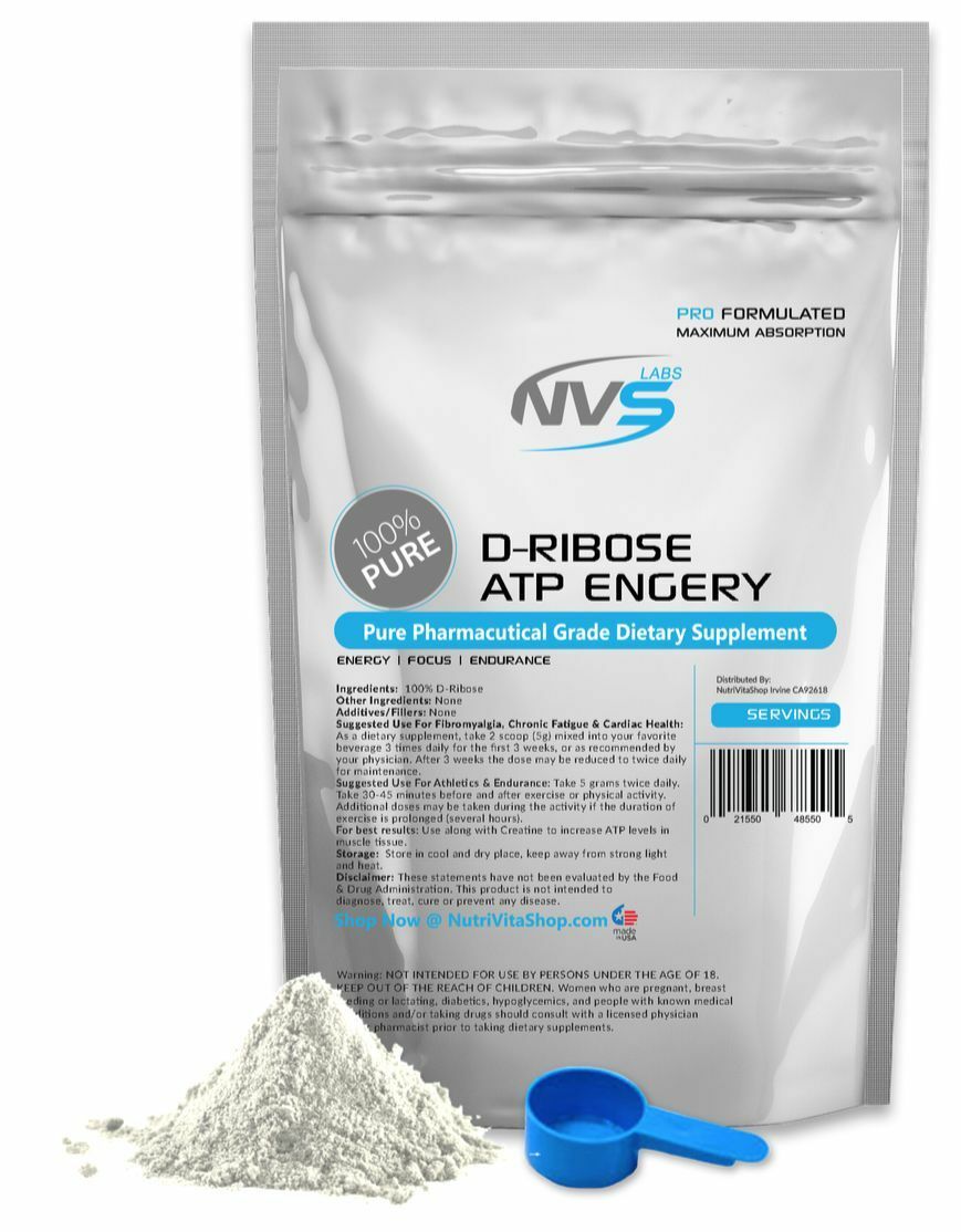 NVS 100% PURE D-RIBOSE POWDER ENERGY & ENDURANCE USP GRADE NON GMO 