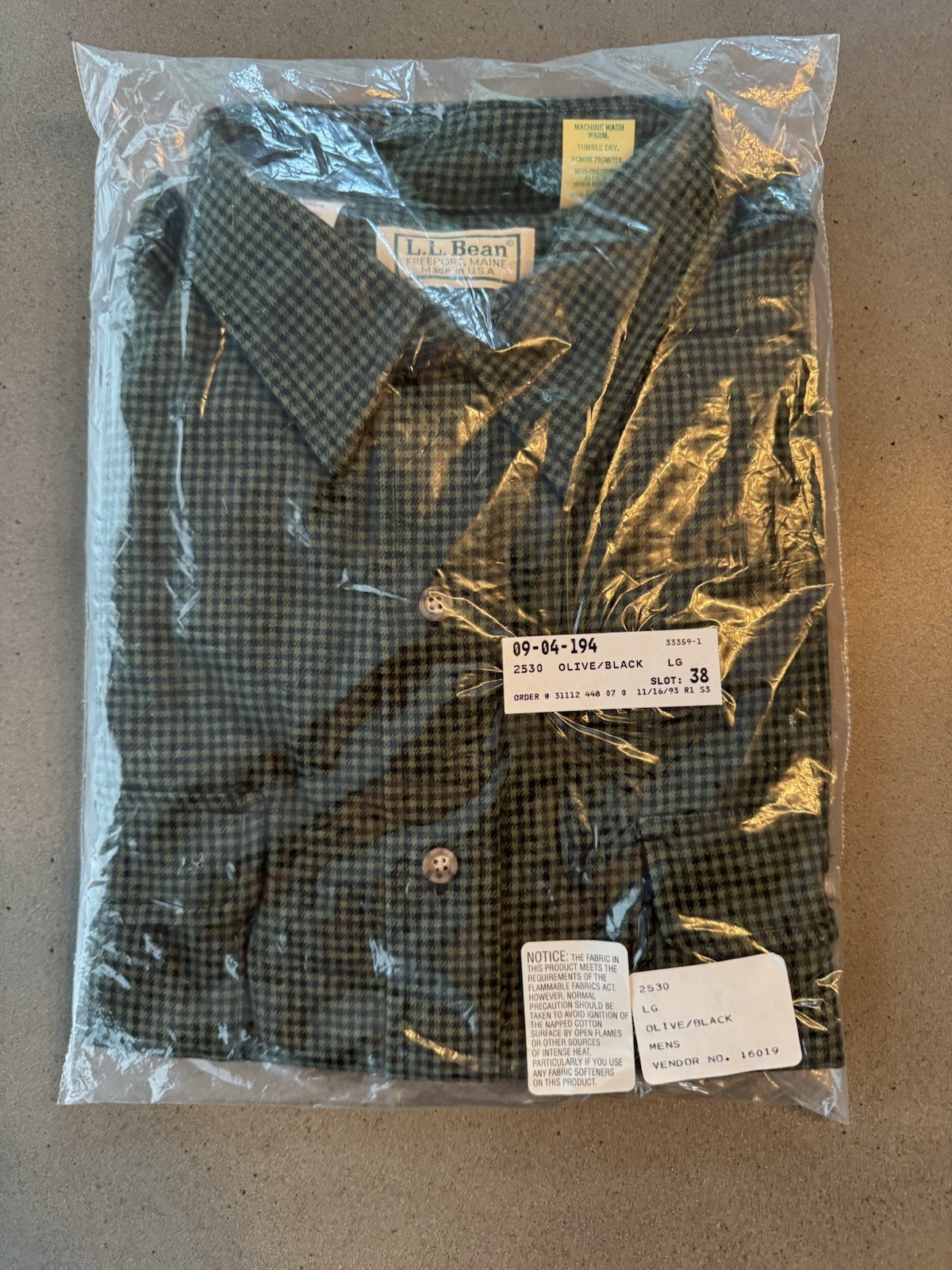 VINTAGE LL Bean Mens Button Down Shirt Houndstooth Made in USA Olive/Black L NEW VINTAGE LL Bean Mens Button Down Shirt Houndstooth Made in USA Olive/Black L NEW