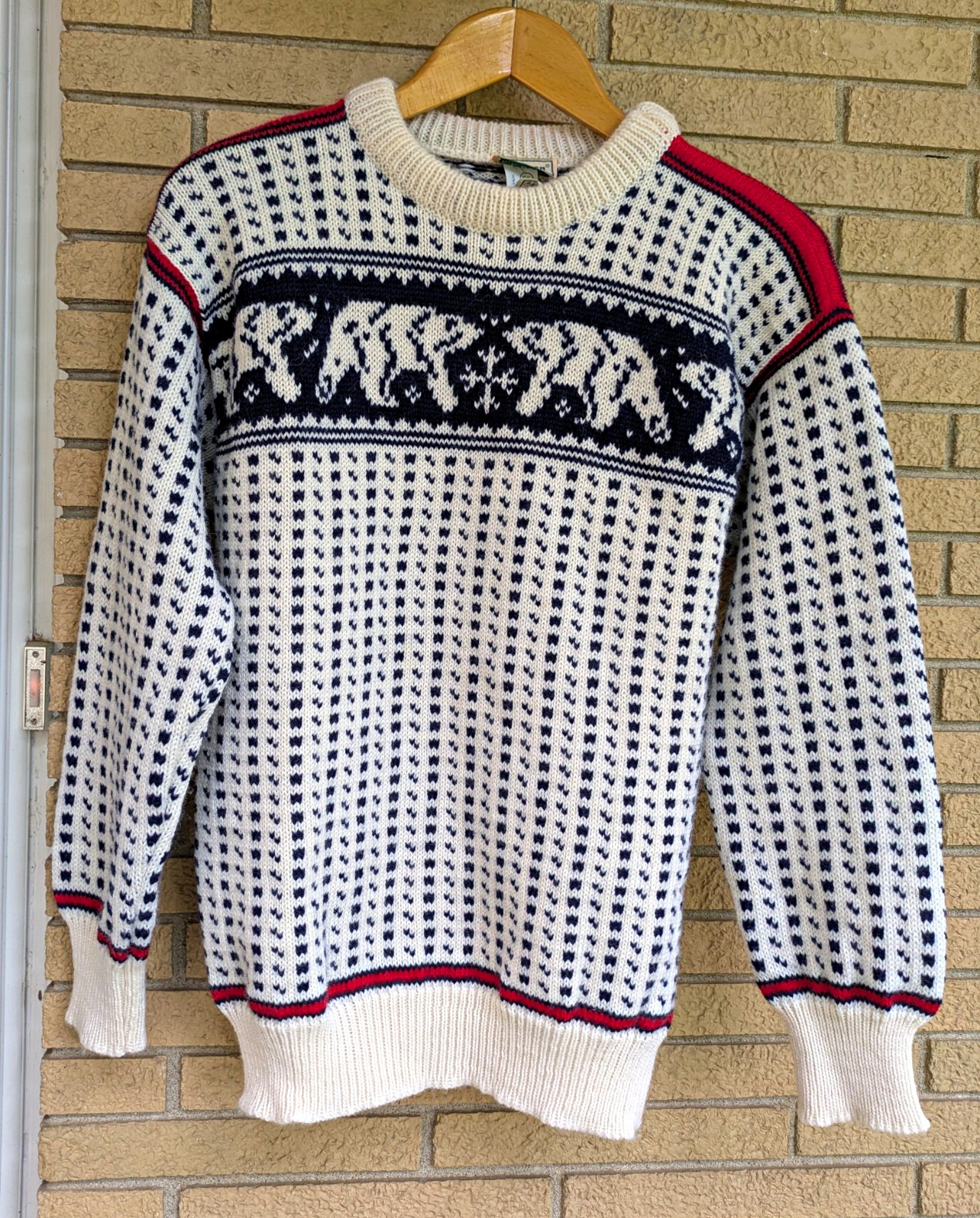 L.L.Bean Men\'s Polar Bear Wool Nordic Sweater Large Made In Norway