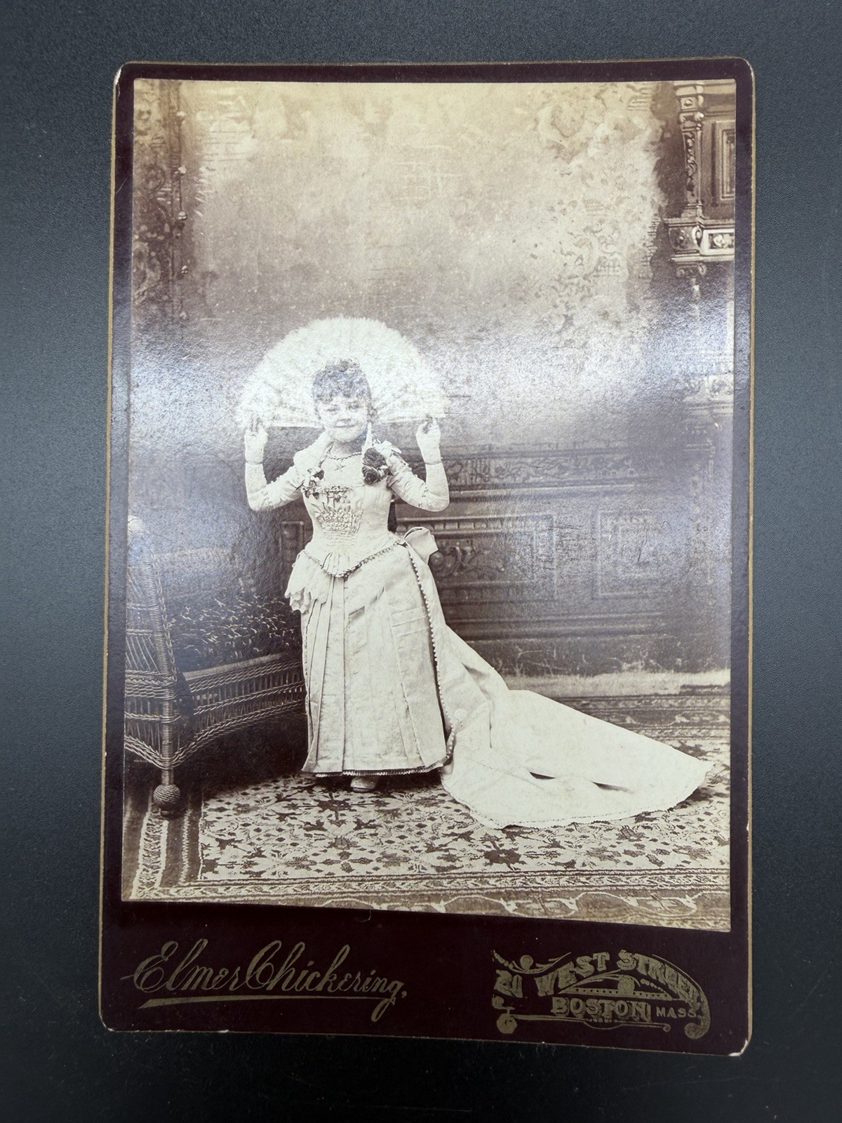Antique Cabinet Card Photo Princess Ida Little Person Boston MA Elmer Chickering