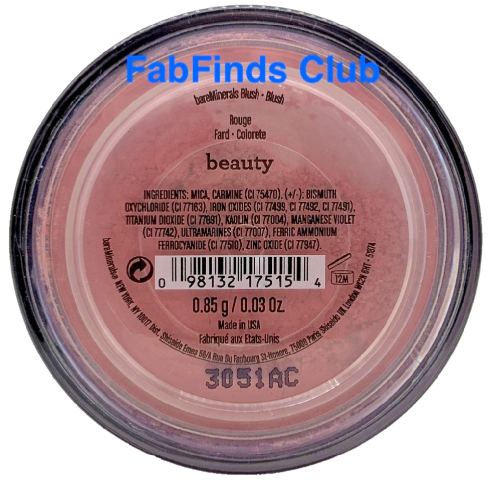 BareMinerals Loose Mineral Powder Blush in Beauty 0.03oz/0.85g Sealed BareMinerals Loose Mineral Powder Blush in Beauty 0.03oz/0.85g Sealed
