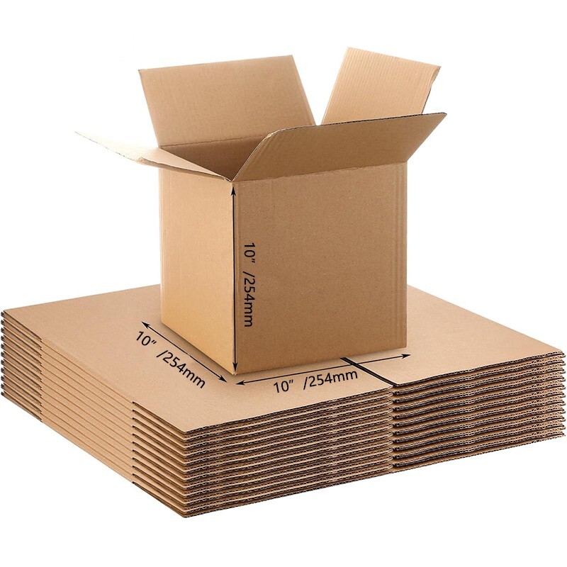 [20-Pack Bulk] 10x10x10 Inch Heavy-Duty Corrugated Boxes Commercial-Grade