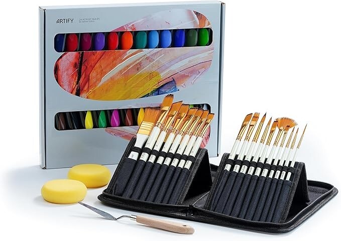 Acrylic Painting Set with Paint Brushes and Paints Artist Beginner Kit ARTIFY