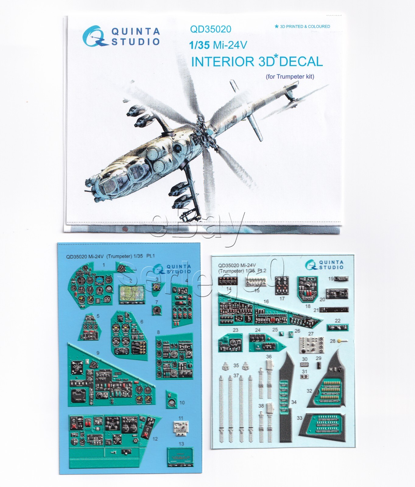 QD35020 Quinta Studio 1:35 Mi-24V Interior 3D Decal for Trumpeter kits QD35020 Quinta Studio 1:35 Mi-24V Interior 3D Decal for Trumpeter kits