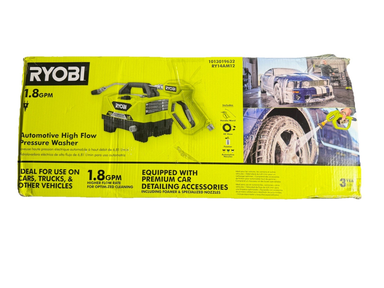 RYOBI RY14AM12 1200 PSI 1.8 GPM Electric Automotive Pressure Washer Used Tested