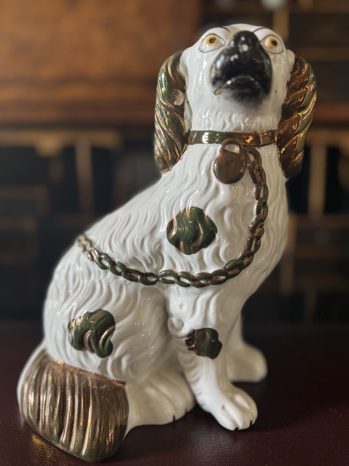 Antique 19th Century Staffordshire Dog Figurine 9in Copper Lustre Antique 19th Century Staffordshire Dog Figurine 9in Copper Lustre