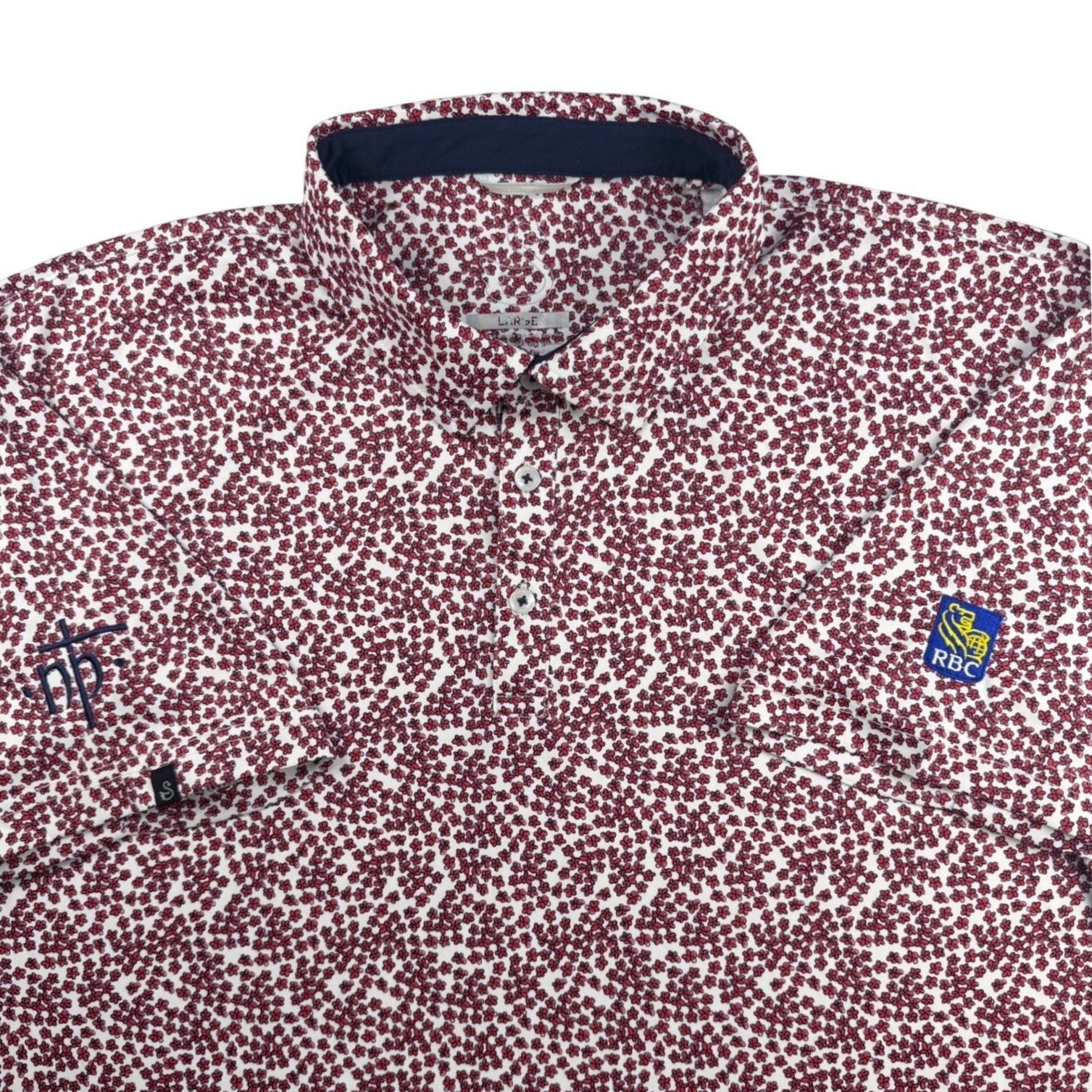 Swannies Golf Mens Large Royal Bank of Canada Golf Polo Shirt Red Floral Print L