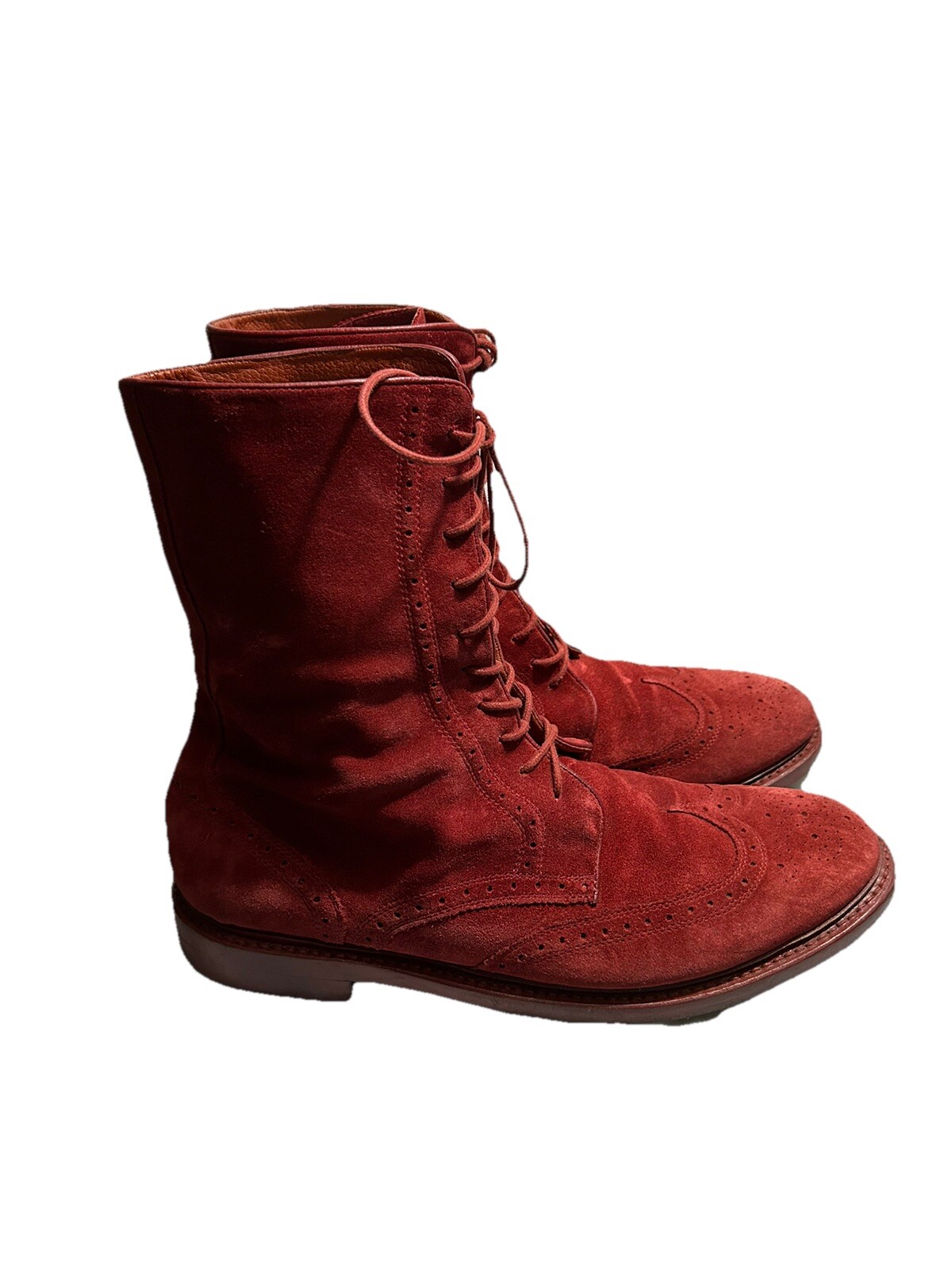 FLORSHEIM by DUCKIE BROWN Size 11D Burgundy Perforated Leather Wingtip Boots