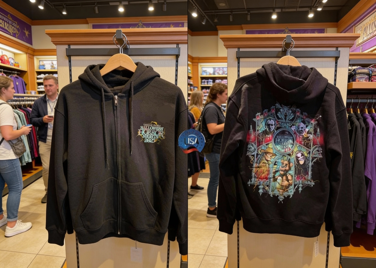 SALE Halloween 2025 Horror Nights Glow Graphip All Size S-5XL Hoodie Zip NWT